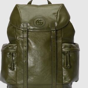 Gucci TONAL leather G Olive Leather Backpack